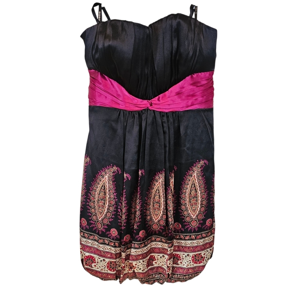 Bebe Vintage Y2K Silk Strapless Babydoll Ballon Mini Dress Cocktail Homecoming